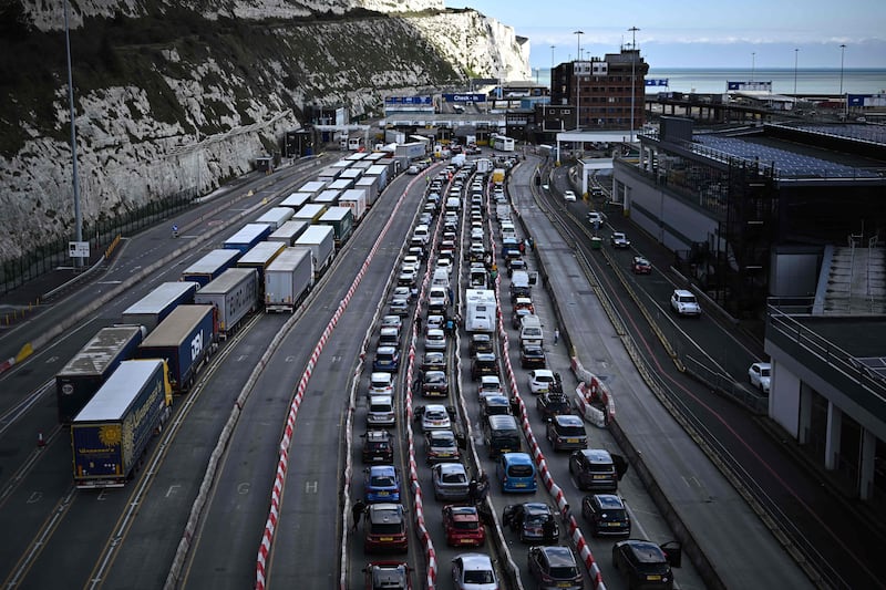 Traffic built up at the port of Dover in south-east England at the Easter weekend. AFP