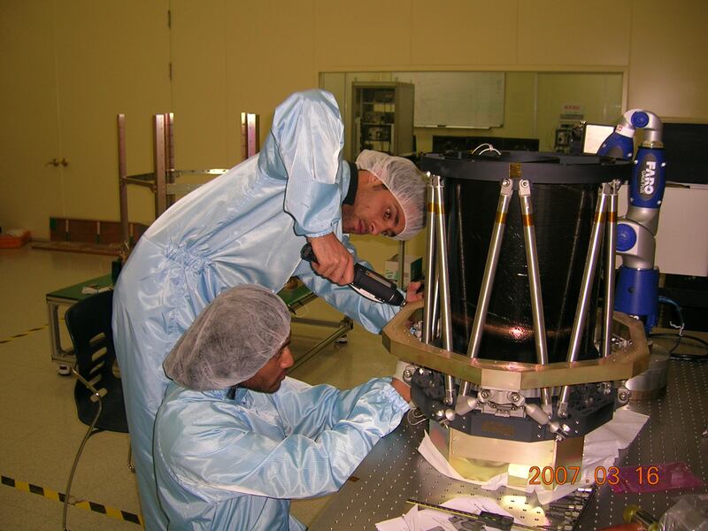 Mr Al Marri works on the DubaiSat-1 satellite in 2005.