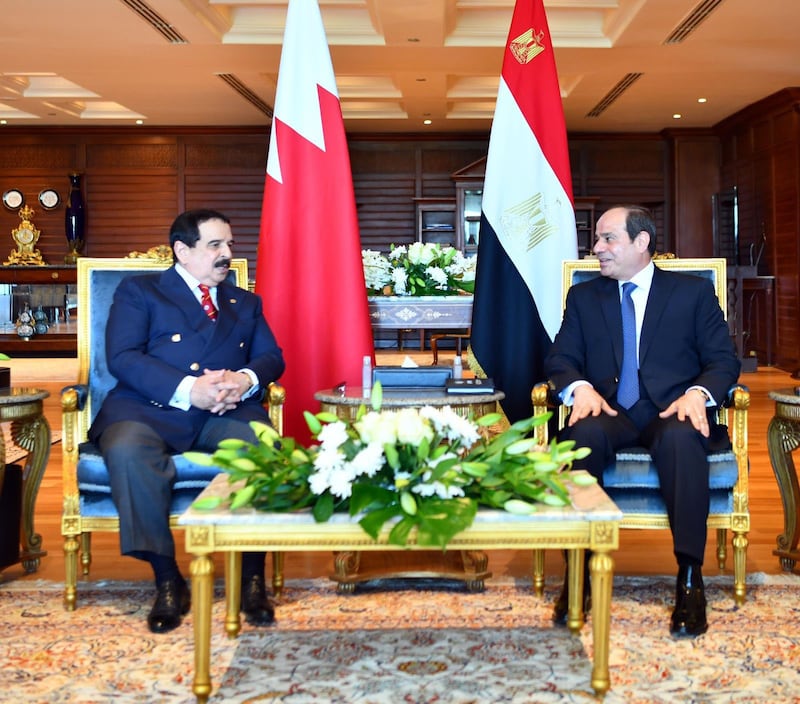 President Abdel Fattah El Sisi meets King Hamad of Bahrain in Sharm El Sheikh. Photo: Egyptian President's Office