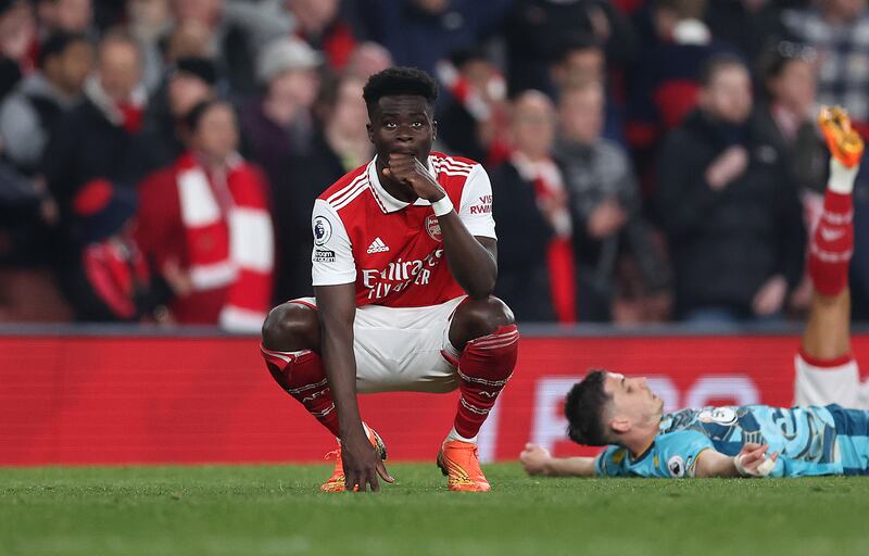 Bukayo Saka – 8. Did well to get the better of Perraud and also set up Martinelli to bring the Gunners back into the game. Put in a brilliant cross that Jesus failed to connect with in the 78th minute. Drew the Gunners level with a close-range effort at the death to spark mayhem in the stands. Getty Images
