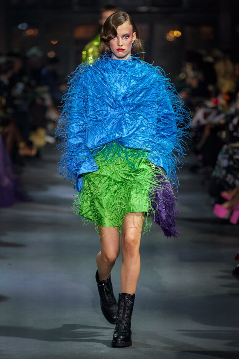 Peacock colours at the Valentino spring/summer 2022 show