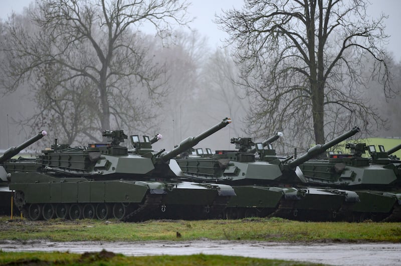 American Abrams tanks at a training location in Poland. Western officials have said heavy tanks are needed to break the deadlock in Ukraine. EPA