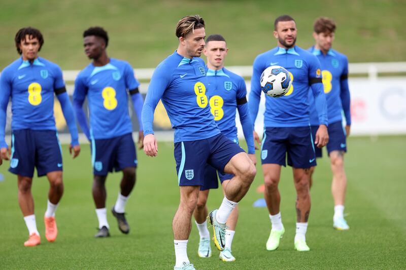 England's Jack Grealish during training for the Nations League on Tuesday, September 20, 2022. Reuters