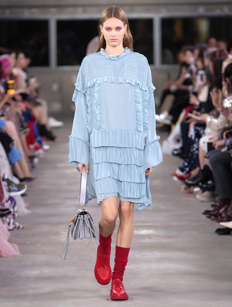 Frills and ruffles adorned most of the womenswear looks at Valentino 