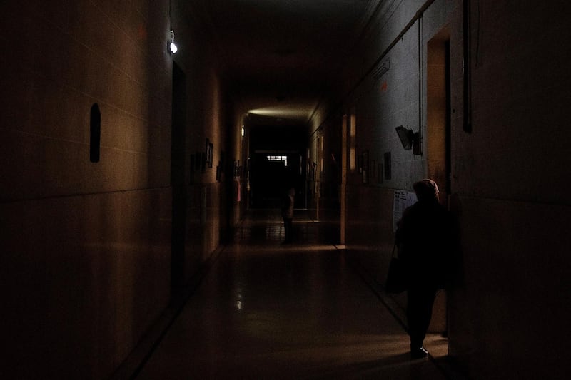 View of a polling station for Governor elections among a power outage in Rosario, Argentina.  EPA