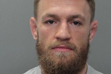 UFC fighter Conor McGregor appears in a police booking photo at Miami-Dade County Jail in Miami, Florida. Reuters