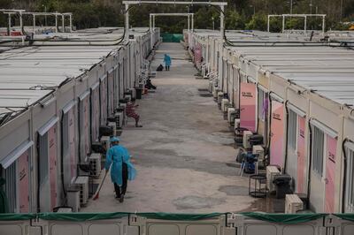 A temporary isolation area for Covid-19 patients in Hong Kong's San Tin area. AFP