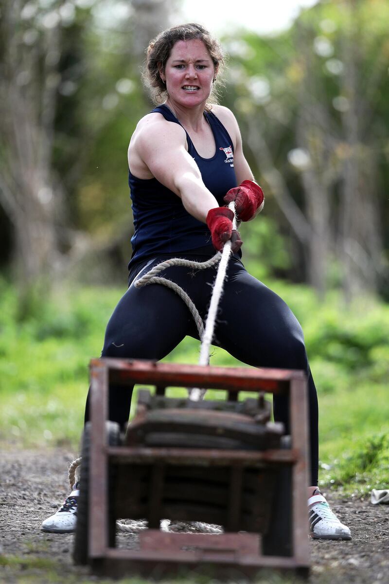 GLOUCESTER, ENGLAND - APRIL 07: Rower Melissa Wilson of the Great Britain Rowing Team trains in a forest near her house by doing a homemade circuits session as she trains in Isolation on April 07, 2020 in Gloucester, England.  The coronavirus and the disease it causes, COVID-19, are having a fundamental impact on society, government, sports and the economy in United Kingdom. As all sports events in United Kingdom have been cancelled athletes struggle to continue their training as usual. (Photo by Naomi Baker/Getty Images)