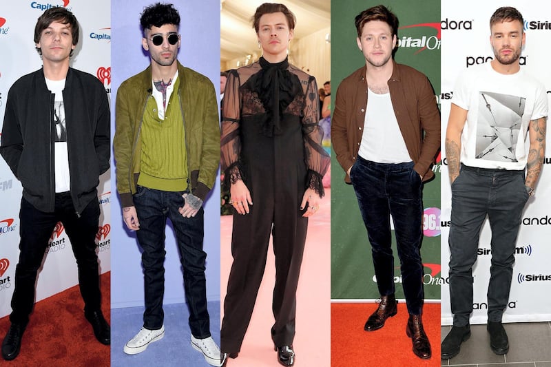 One Direction L-R: Louis Tomlinson, Zayn Malik, Harry Styles, Niall Horan and Liam Payne. 