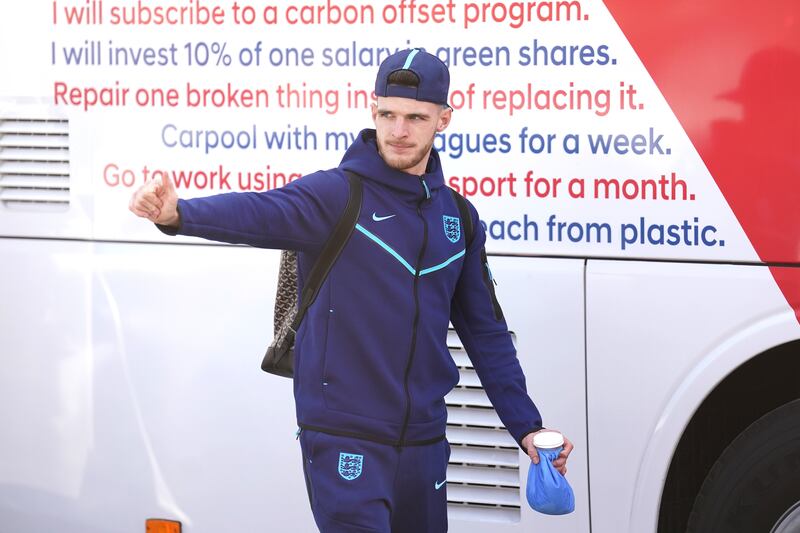 Declan Rice outside the Souq Al Wakra hotel, Qatar. PA