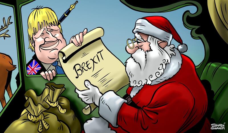 Our cartoonist Shadi Ghanim's take on British prime minister Boris Johnson's promise to hold a new vote on his Brexit deal by Christmas.