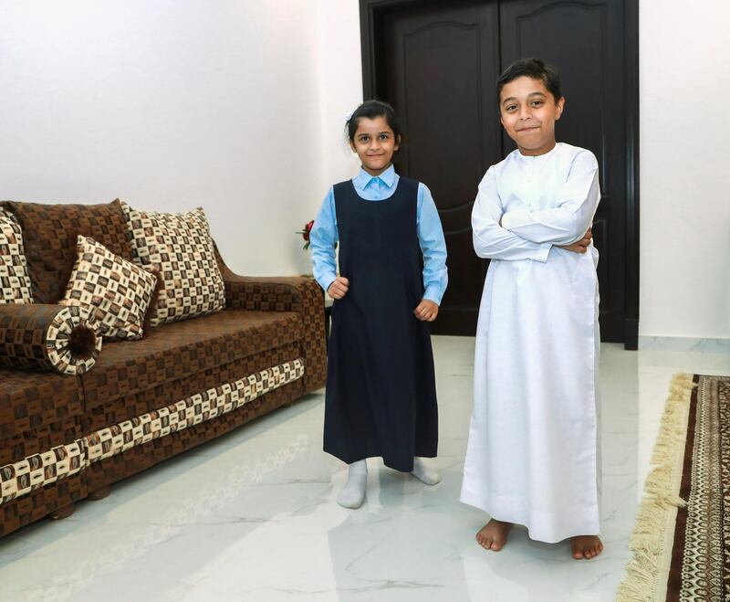 Abu Dhabi, U.A.E., September 4, 2018. 
School uniforms.  Mixed class.
(R-L)
Jumaa-8 and Aisha-8 Al Junaibi
Reporter:  Haneen Dajani
Section:  NA