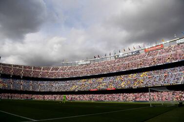 BARCELONA, SPAIN - AUGUST 29: General view inside the stadium  during the La Liga Santander match between FC Barcelona and Getafe CF at Camp Nou on August 29, 2021 in Barcelona, Spain. (Photo by David Ramos / Getty Images)