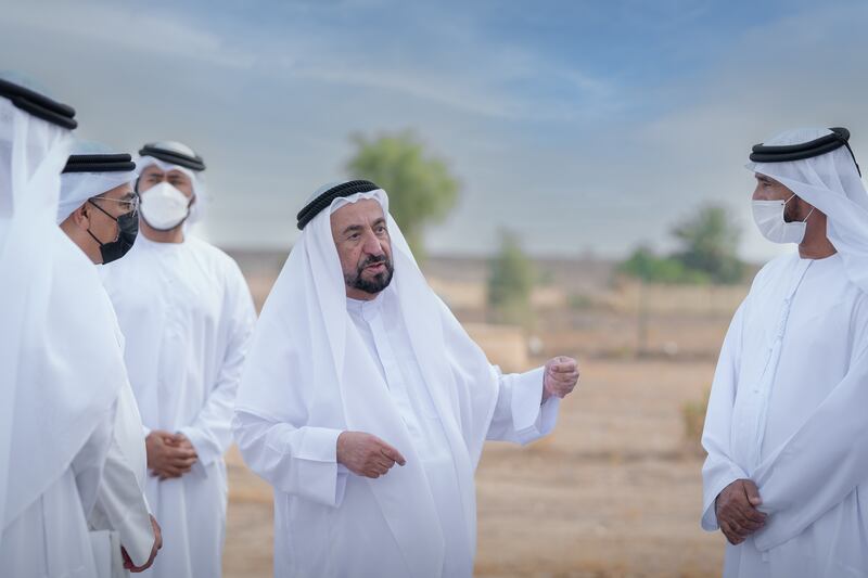 Sheikh Dr Sultan bin Muhammad Al Qasimi, Ruler of Sharjah, speaks during his inspection of heritage sites in the Fali region. All photos: Sharjah Government Media Office.