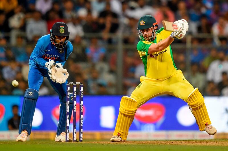 Australia captain Aaron Finch scored a century against India at the Wankhede Stadium. AFP