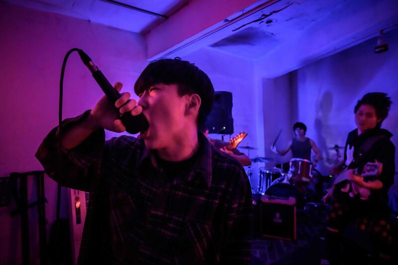 Lead singer Chu Yeonsik of post hardcore metal band Monsters Dive performs during their set at a venue in Seoul. AFP