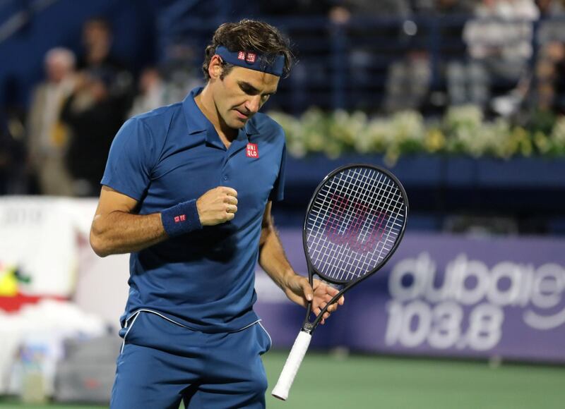 Tennis - ATP 500 - Dubai Tennis Championships - Dubai Duty Free Tennis Stadium, Dubai, United Arab Emirates - March 2, 2019   Switzerland's Roger Federer reacts during the Final against Greece's Stefanos Tsitsipas   REUTERS/Ahmed Jadallah