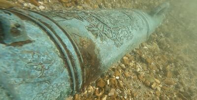 A cannon discovered on the NW68 wreck off the Isle of Wight, which is one of 240 sites that have been added to the National Heritage List for England this year. PA