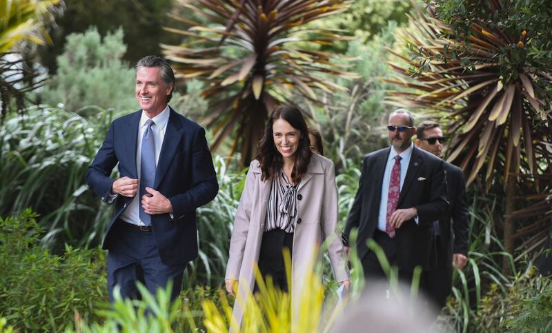 Ms Ardern met California Governor Gavin Newsom last week to sign an international climate partnership. AP Images for New Zealand Trade and Enterprise
