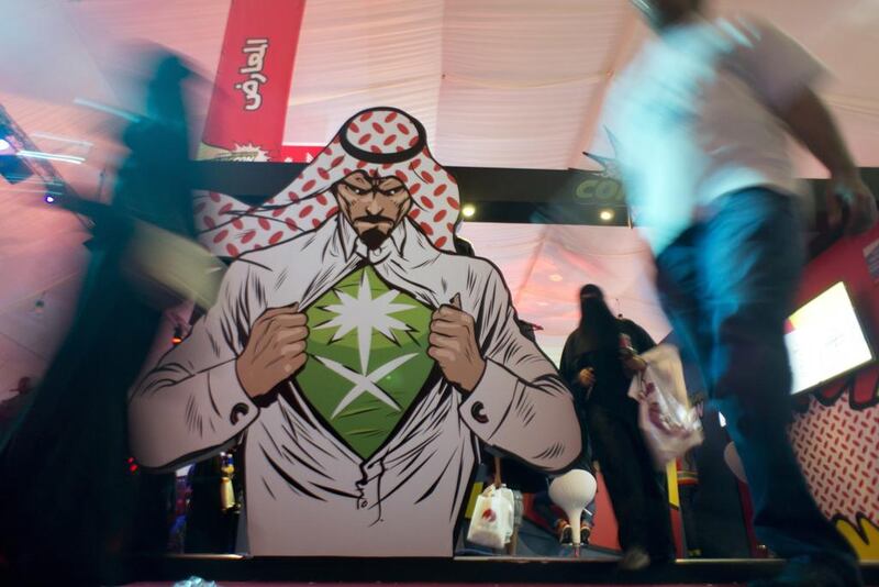 Visitors enter Saudi Comic Con, in the first event of its kind to be held in Jeddah, Saudi Arabia in February 2017. Saudi Arabia. AP Photo