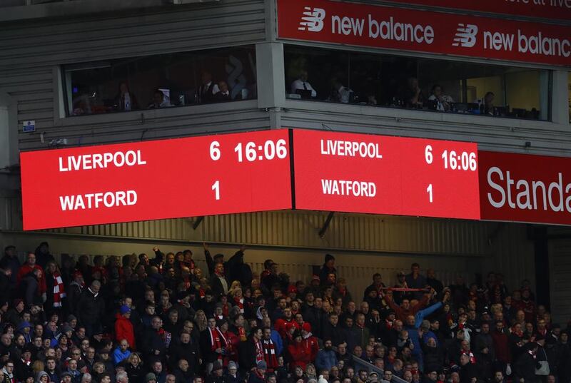 General view of the scoreboard. Jason Cairnduff / Action Images / Reuters