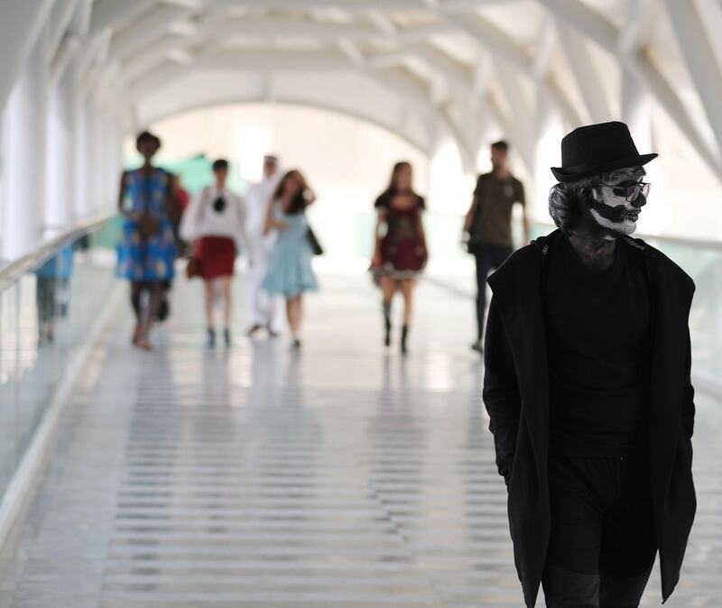 A rare sight on a Dubai pedestrian overbridge. AFP