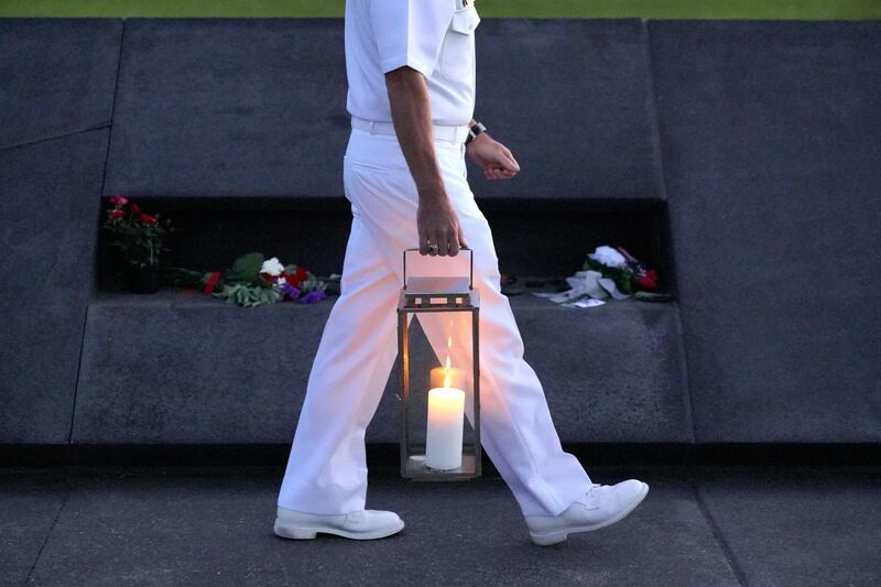 A candlelight memorial remembers the passengers and crew of United Flight 93 at the Flight 93 National Memorial in Shanksville. AP