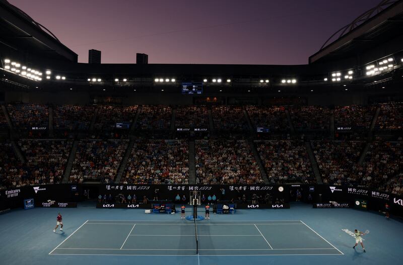 Daniil Medvedev and Rafael in action during the final. Reuters