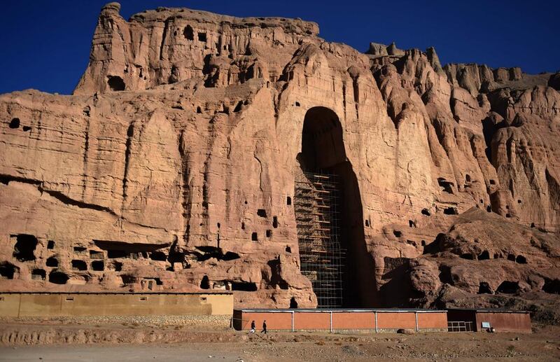 The site of the giant Buddha statues that were destroyed by the Taliban in 2001 in Afghanistan's Bamiyan province. Wakil Kohsar / AFP