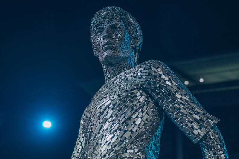 Manchester City unveil a statue of club legend David Silva at the Etihad Stadium. Courtesy Manchester City FC