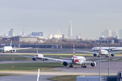 Planes at Heathrow. If passenger number forecasts prove true, 2024 will be a record-breaking year for the airport. Bloomberg