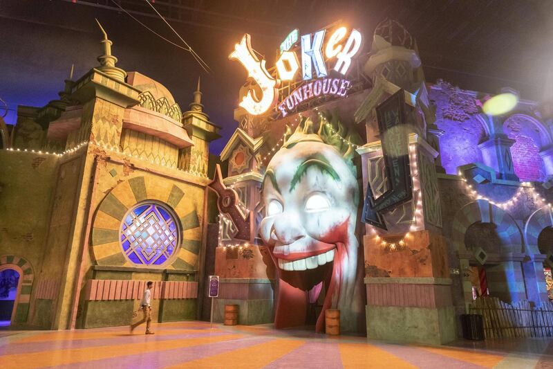 ABU DHABI, UNITED ARAB EMIRATES. 24 JULY 2018. Warner Brother World on Yas Island West. Media tour of the Warner Bros World Abu Dhabi opening. The Joker Fun House. (Photo: Antonie Robertson/The National) Journalist: Haneen Dajani. Section: National.