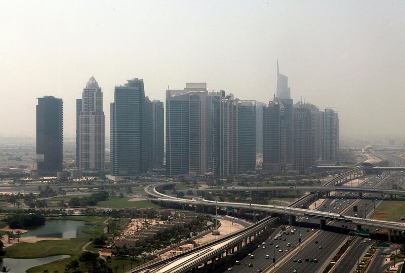 Dubai, United Arab Emirates -  September 19, 2013.  The Jumeirah Lake Towers on a hazy day.  ( Jeffrey E Biteng / The National ) *** Local Caption ***  JB190913-JLT01.jpg