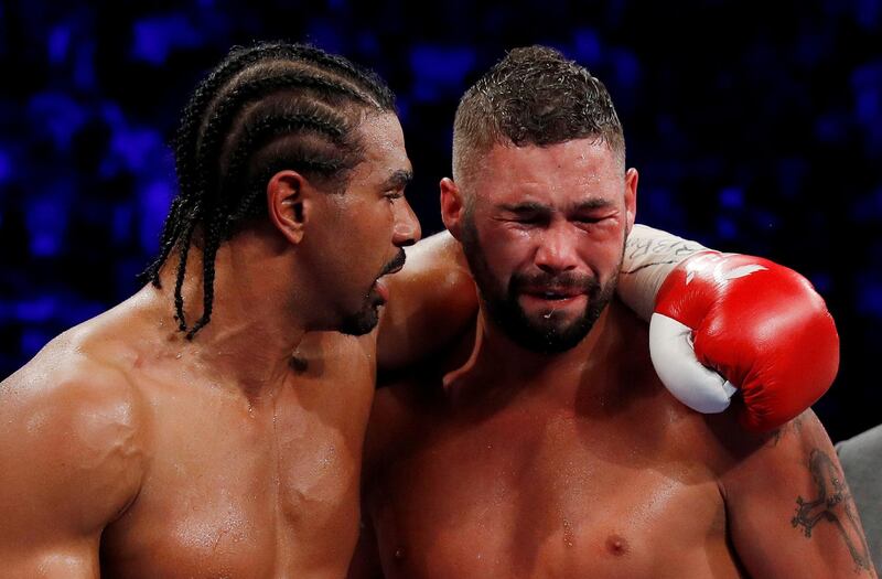 Tony Bellew with David Haye after winning the fight. Andrew Couldridge / Reuters