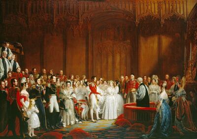 Queen Victoria's wedding to Prince Albert in 1840. Painting by George Hayter