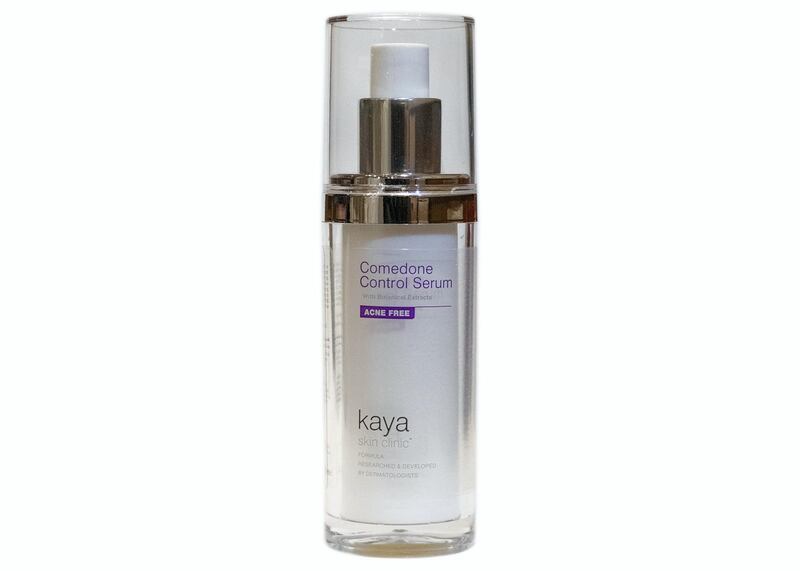 Salicylic acid rids pores of blackheads and calms irritated skin. Seen here Kaya Skin Clinic Comedome Control Serum, Dh300, www.kayaskinproducts.com