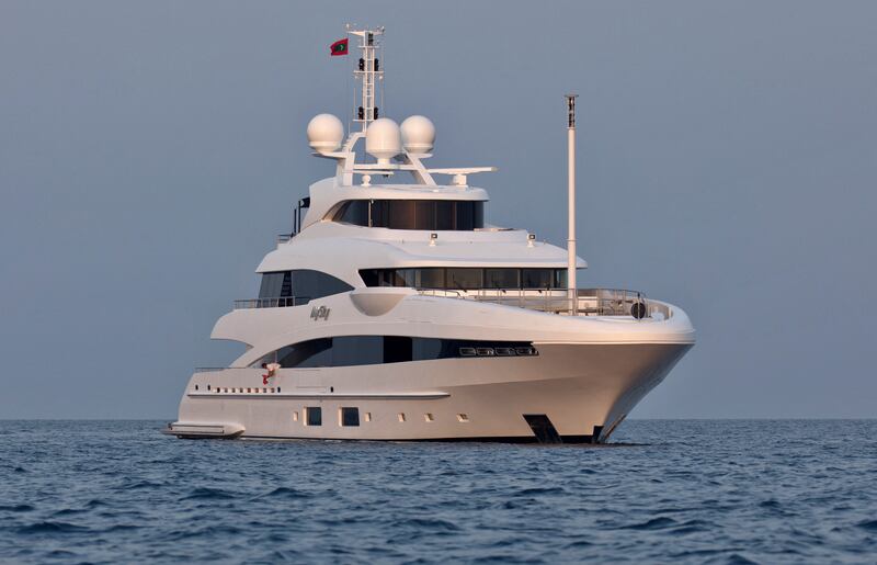 MySky superyacht owned by Russia's Igor Kesaev is seen in the waters of the Indian Ocean near Male, Maldives. Reuters