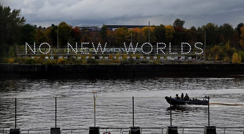 Police patrol the River Clyde in Glasgow on Saturday, the venue for the Cop26 gathering. AFP