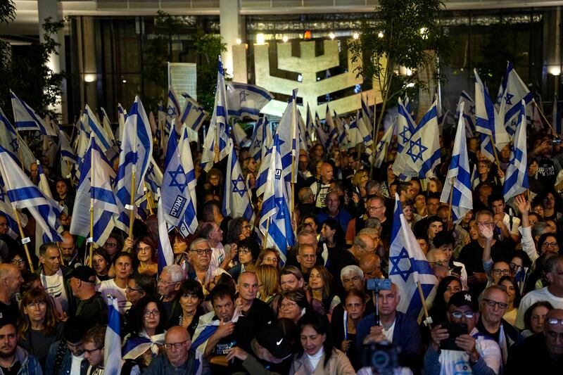 Protesters at the mass 'Independence party' in Tel Aviv. AP