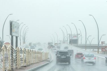 Dubai, United Arab Emirates- Strong rain at Jumeirah Beach Road. Leslie Pableo for The National