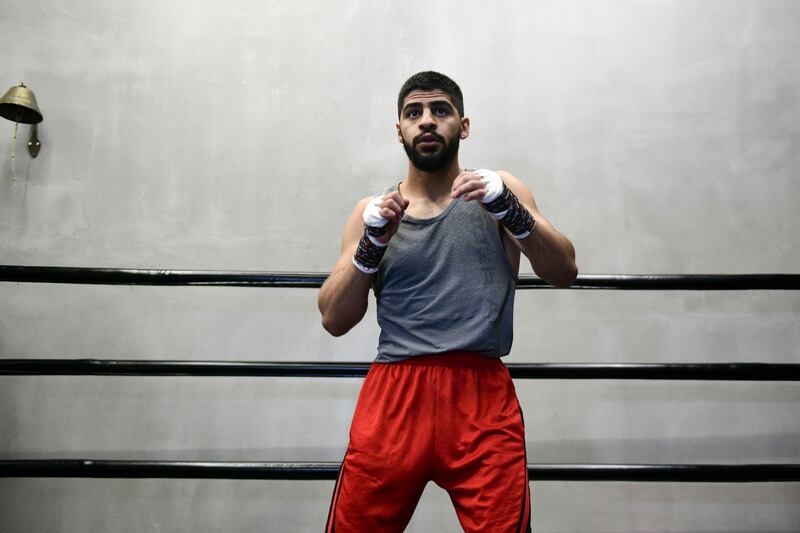 Emirati boxer Majid Al Naqbi trains at Kane's Boxing Academy in Abu Dhabi.