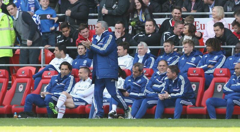 Jose Mourinho during Chelsea's final match of the season on Sunday. David Rogers / Getty Images / May 11, 2014  