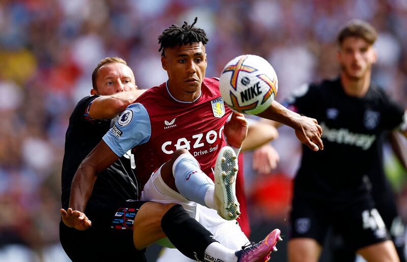 Aston Villa's Ollie Watkins in action with West Ham United's Vladimir Coufal. Reuters