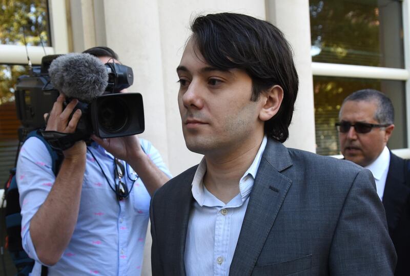 (FILES) In this file photo taken on June 26, 2017 Martin Shkreli, the former Turing Pharmaceuticals executive arrives for the first day of jury selection in his federal securities fraud trial at United States District Court Eastern District of New York in Brooklyn.
The former pharmaceuticals executive who became known as "Pharma Bro," and once dubbed the most hated man in America for ratcheting up the price of an HIV drug, was sentenced on March 9, 2018, to seven years prison on charges of defrauding investors. / AFP PHOTO / TIMOTHY A. CLARY