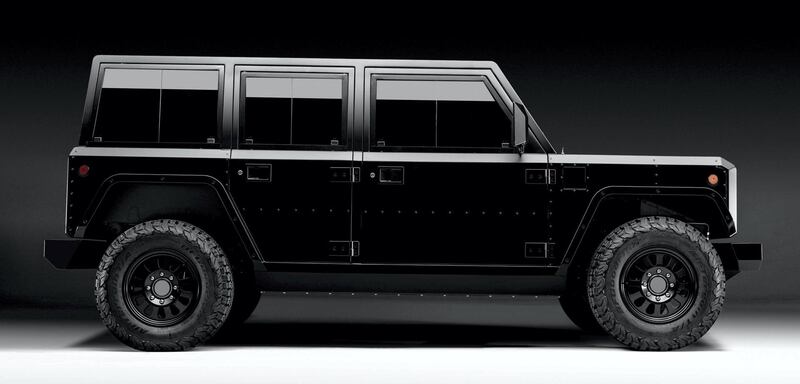 The Bollinger B1 electric vehicle, one of the new Hummer's modern-day rivals. Bollinger