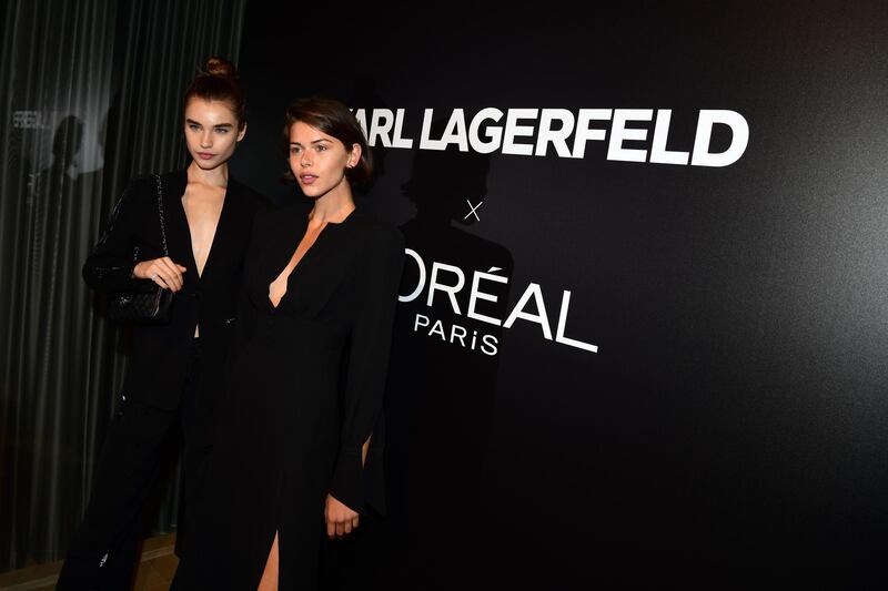 Meghan Roche and Georgia Fowler attend the Karl Lagerfeld x L'Oreal Paris launch on September 27, 2019. Getty Images