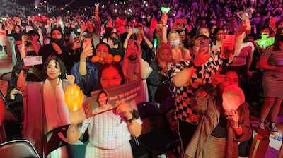 K-pop fans in the crowd at K-Fest at Etihad Arena. Pawan Singh / The National