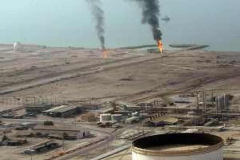 TO GO WITH AFP STORY BY ARESU EQBALI
(FILES) -- A file picture taken May 16, 2004 shows a general view of the Lavan oil refinery quay at Lavan island off the south coast of Iran. Neither West, nor East" was the slogan adopted after the Islamic revolution 30 years ago, but the call for self-reliance has yielded mixed economic results and oil-rich Iran still battles for prosperity. The Islamic republic is OPEC's second largest oil producer and it sought economic growth by investing heavily in its scientific programmes, but it also burdened itself with imports worth billions of dollars. AFP PHOTO/BEHROUZ MEHRI *** Local Caption ***  272359-01-08.jpg