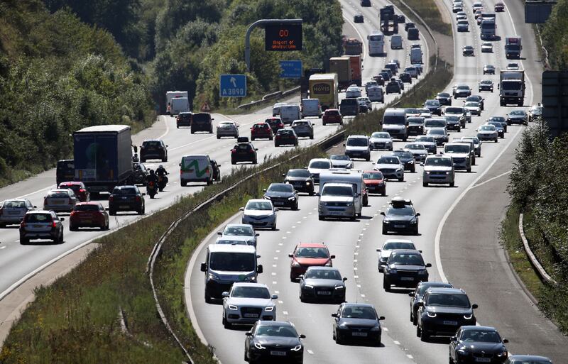 Traffic along the M3 motorway near Winchester in Hampshire, on February 3. PA