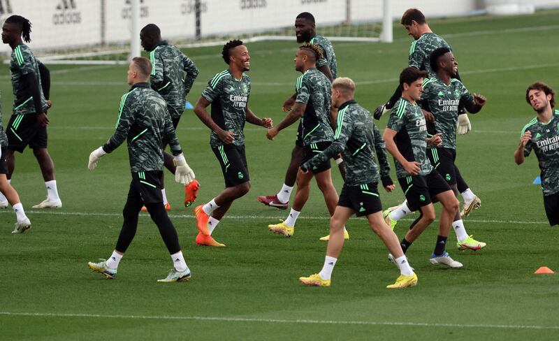 Real players during training in Valdebebas, on the outskirts of Madrid. AFP